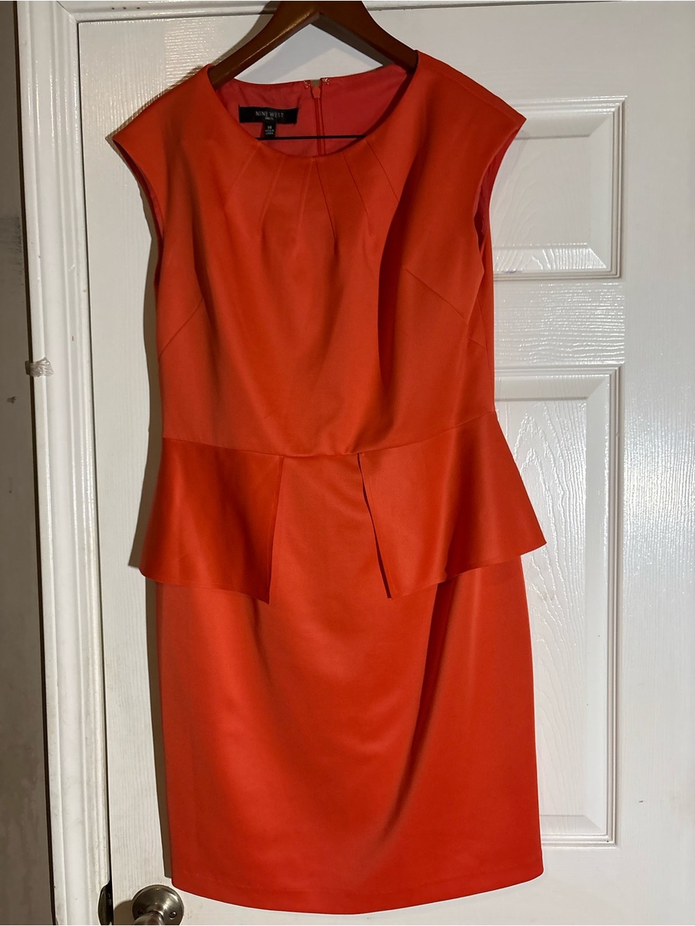Anne Klein Bright Orange Peplum Sheath Dress